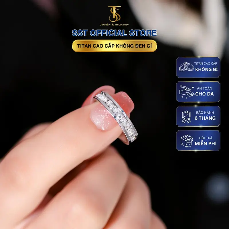 Nhẫn nữ đính đá full vòng sáng lấp lánh | Titan không đen gỉ | SST Official Store N17 1