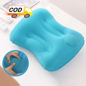 Bantal Angin Pompa Tangan Manual Praktis Traveling Inflatable Aeros Pillow Camping