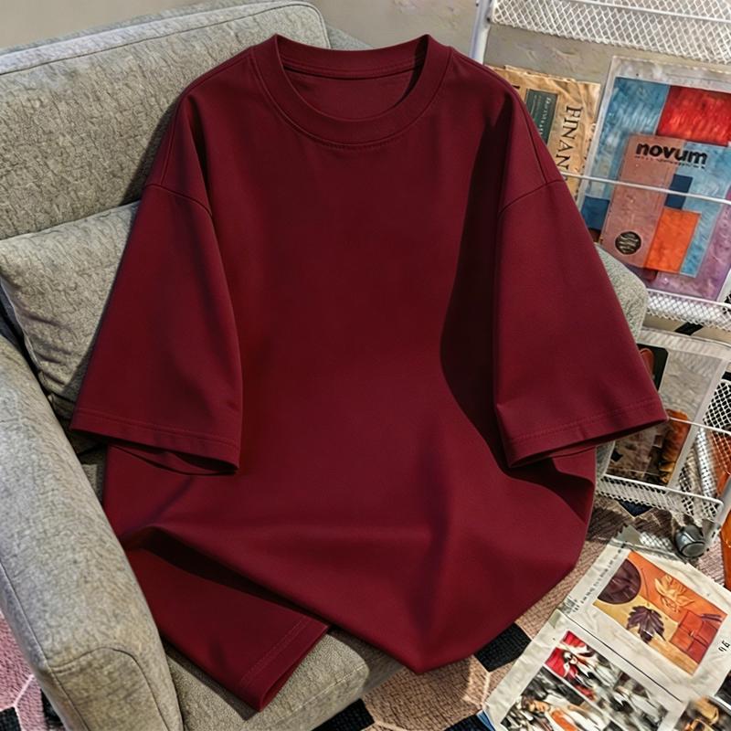 Áo Thun Trơn Unisex Form Rộng Cổ Tròn Tay Ngắn Vải Dày Thoáng Mát 7 Màu Sẵn…