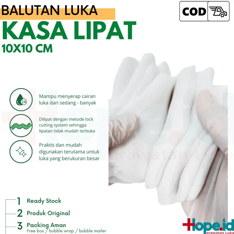 Kasa Lipat ukuran 10x10 cm isi 10 pcs dengan lipatan lock cutting system untuk rawat luka 2