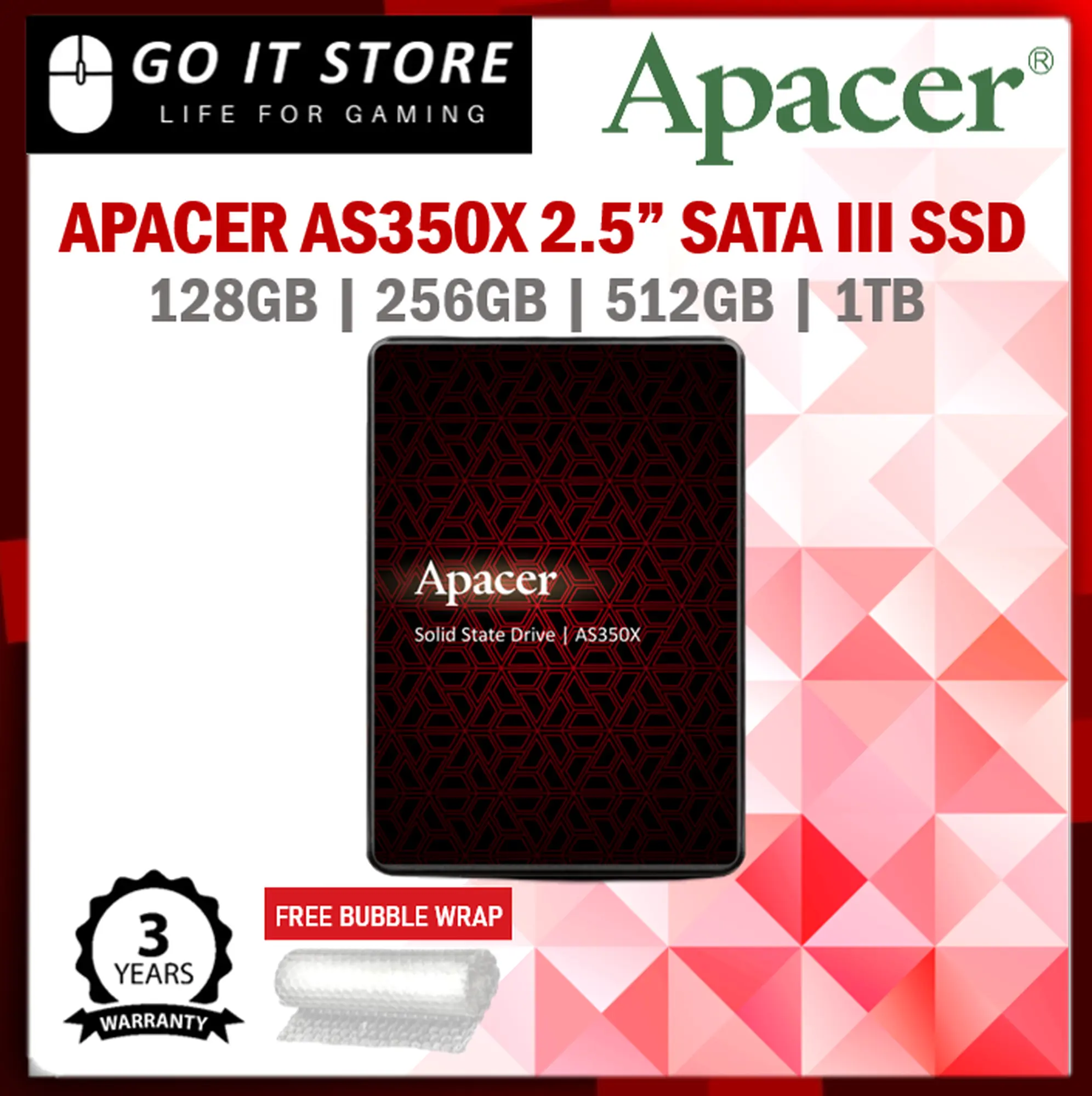 Apacer SSD AS350 AS350X Panther 2.5" SATA III Internal Solid State Drives SSD (128GB/ 256GB/ 512GB/ 1TB)
