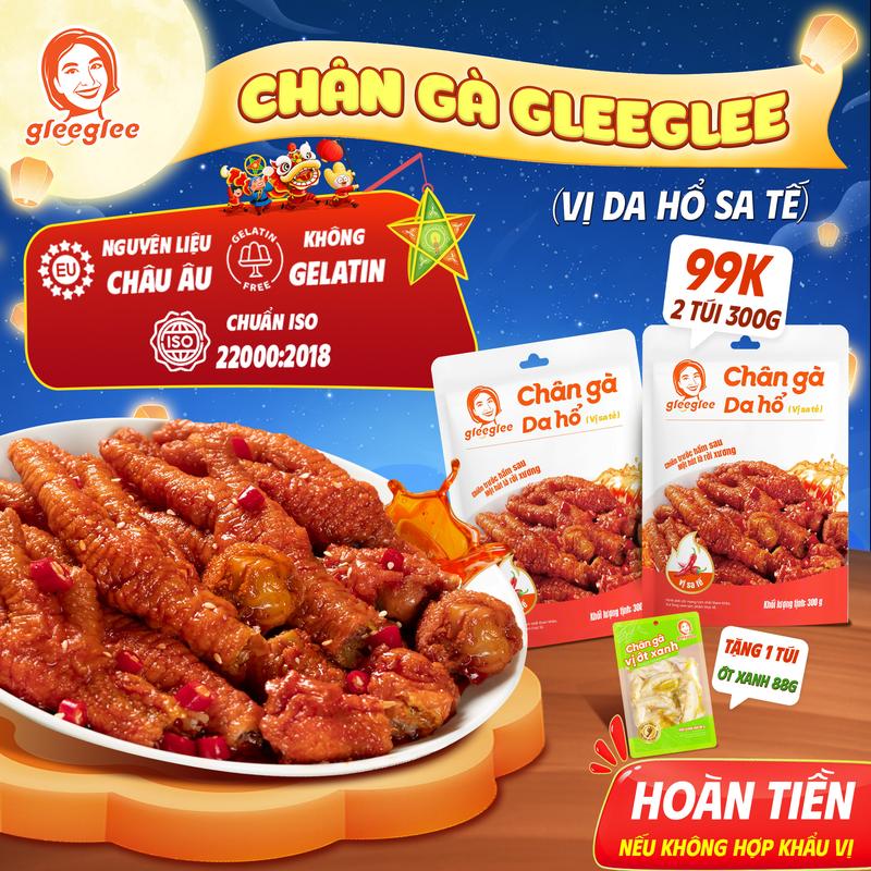 [TẶNG] Mềm rục, không cần gặm Combo 1 Hoặc 2 Túi Chân Gà Da Hổ Hầm Gleeglee Vị Sa Tế  .(NGON HƠN KHI ĂN NÓNG)  (300g/1gói) - Chân Gà Hầm Có Xương, Chân To Nhiều Thịt, Đồ Ăn Vặt Cay Thơm, Chân Gà Hầm Vị Sa Tế, Quà Biếu Tết Độc Đáo, Thấm Vị Ăn Là Nghiện.