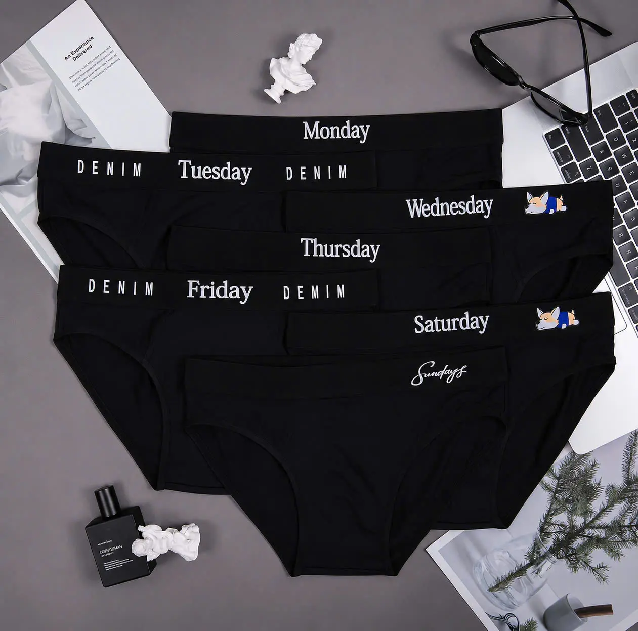 Combo 7 Quần Sịp Nam mặc đủ 1 tuần (22-100KG), Quần Lót Nam Menswear full màu đen thun lạnh in nhiệt họa tiết dễ thương T03 (Che tên khi giao hàng) Quần Boxer Boxer