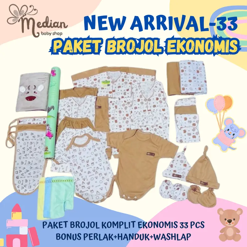 NEW ARRIVAL - PAKET BROJOL 33 Pcs SUPER LENGKAP EKONOMIS Melahirkan Bayi Baru Lahir Set kado Lembut Nyaman 7
