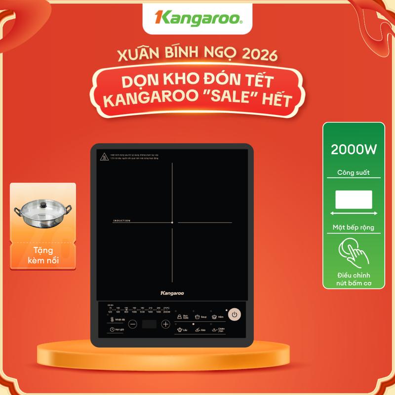 QL ƯU ĐÃI VÀNG Bếp điện từ đơn Kangaroo KGIC20S3ME- Công suất 2000W mặt kính chịu lực chịu nhiệt cao.