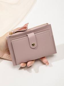 Portatarjetas unisex multifuncional con cremallera, monedero de color sólido, cartera pequeña ligera y portátil para tarjetas, compacto y elegante, portatarjetas pequeño con impresión, diseño minimalista, una opción de regalo imprescindible