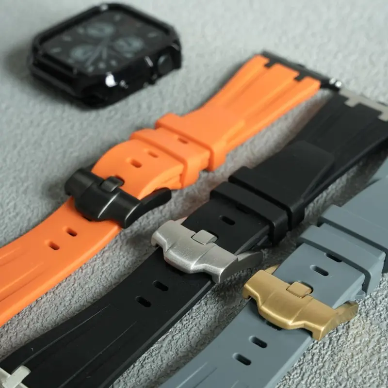 Dây đeo cao su silicon lỏng thể thao, cho iWatch Ultra 49mm, 45mm, 44mm, 41mm và 40mm, dây đeo đồng hồ với Bộ Chuyển Đổi bằng thép không gỉ, cho iWatch Dòng 8, 7, 6, 5, 4, SE2, dây đeo thay thế bền, với hộp gói 6