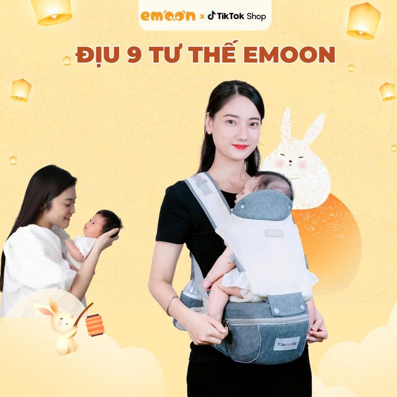 DEAL ĐỘC QUYỀN MẸ PHƯƠNG Địu Em Bé Emoon Vải Lưới Thoáng khí - Địu 9 Tư Thế Chuẩn Y Khoa Chống Gù Cho Bé Từ 0 đến 36 Tháng