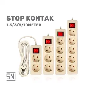 DEXTA STOP KONTAK + KABEL 2 / 3 / 4 / 5 LUBANG 1,5M 3M 5M 10M KABEL OLOR JADIAN 1,5 / 3 / 5 / 10 METER SNI