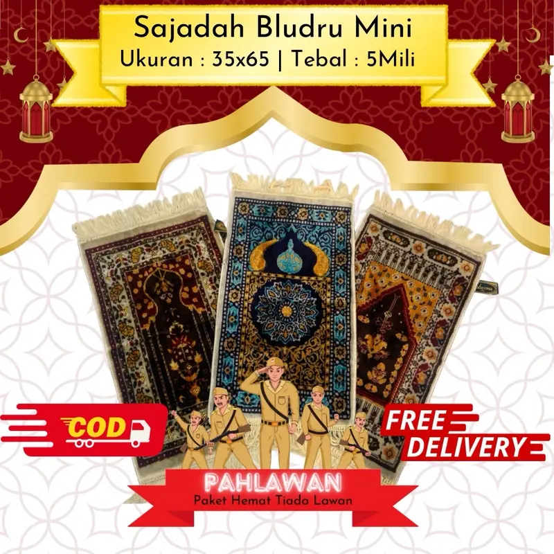 Rachmat Store Sajadah Bludru Premium Mini Muka Tebal Ukuran 35x65 Bahan Halus Lembut dan Sudah Ada Anti Slip  Muslim Nyaman Turki Haji 8