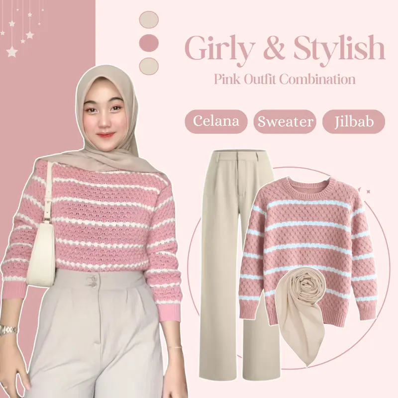 One Set Baju Remaja Kekinian (Cardigan Crop Rawis Celana Kulot