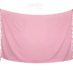 DEARY CO BALI - Kain Pantai Bali Warna Polos Ukuran Besar 175CM x 115CM Bahan Rayon Grade 1 Premium Lebih Tebal Rumbai