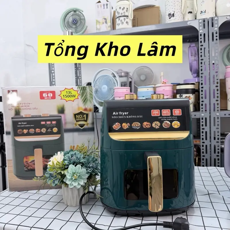 Nồi Chiên Không Dầu Dung Tích 13L Công Suất Cao 1500W Nhiệt Đối Lưu- Bảo Hành 12 Tháng - Tổng Kho Lâm