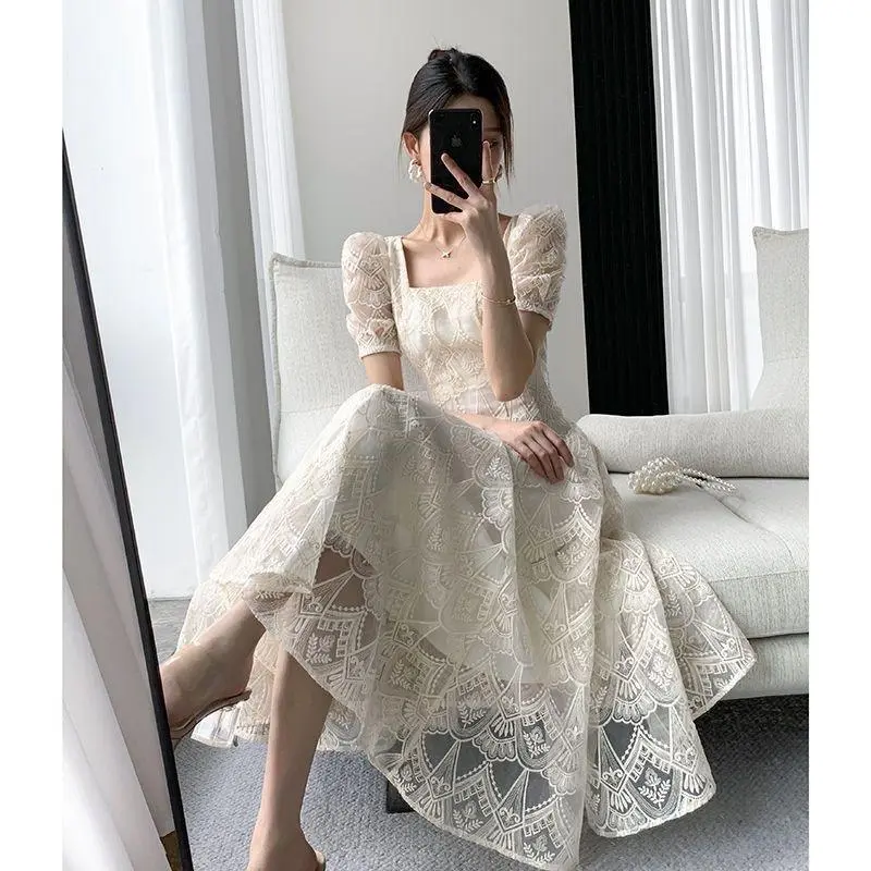Promo Dress Mewah Model Brukat Flower M416 terbaru