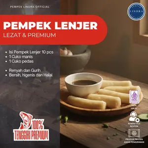 Pempek Lindra I Pempek Palembang Asli I Lezat I Ikan Tenggiri Premium I Tanpa Pengawet | Pempek Lenjer Lindra (Isi 10 Pcs) + 1 Cuko Pedas, 1 Cuko Manis