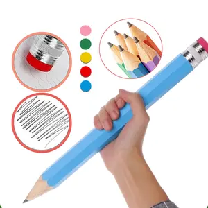 Pensil Jumbo Besar 33 CM Pensil Jumbo Hiasan Pensil kayu besar Pensil mainan Pensil tebal berwarna Pensil penyangga