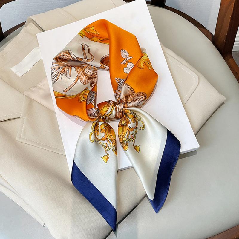 Product Introduction of Khăn Quàng Cổ Vuông In Họa Tiết, Chất Liệu Lụa Mô Phỏng, 27,55 "x 27,55", Khăn Quàng Cổ Cho Nữ, Phụ Kiện Thời Trang Đa Chức Năng, Khăn Quàng Tóc, 1 Chiếc, WJ1026-273 14