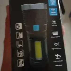 SENTER LED CAS LS03 4 LED COB Super Terang 3 Mode Cahaya Putih Rechargeable USB 50W 6000mAh Baterai Tahan Lama untuk Camping Lampu Kabel Plastik ABS dengan 3 Mode Cahaya dan Strap Adjustable