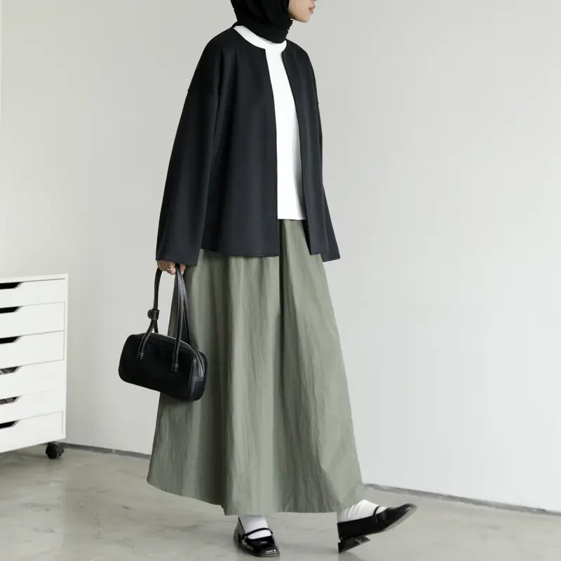 Sabamodest - Gather Skirt - Rok Nilon Pinggang Karet 1