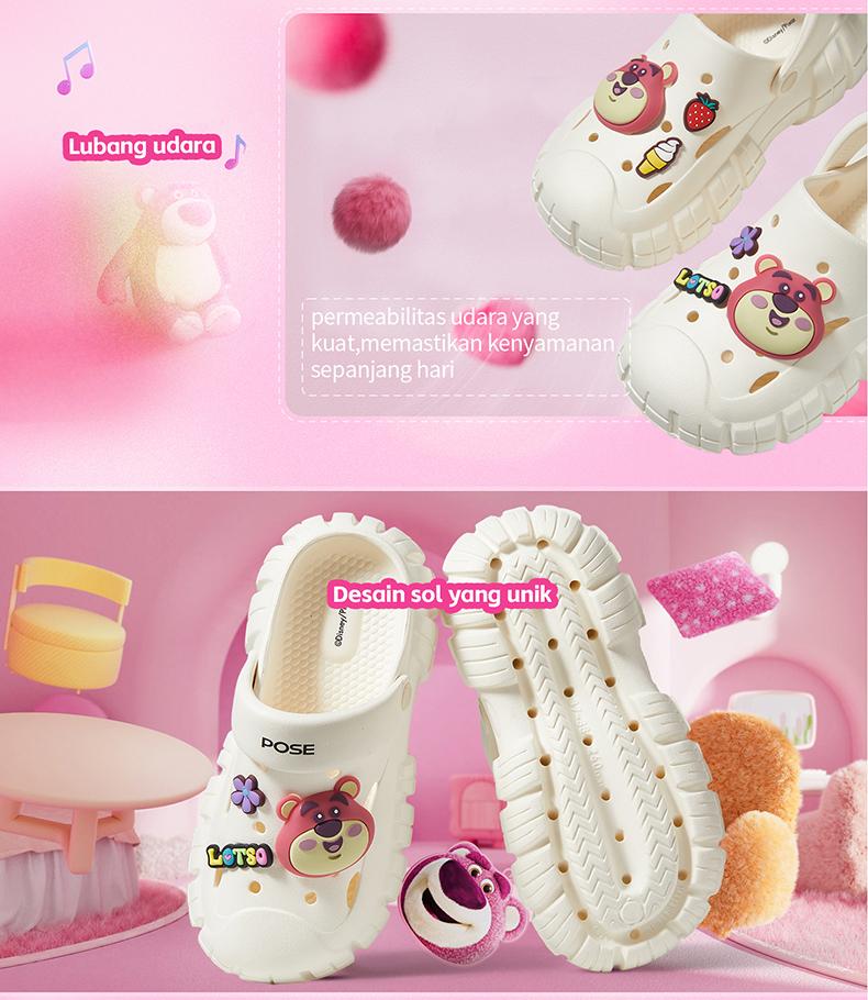 【Disney Penjualan kilat waktu terbatas】【Bebas biaya kirim】POSE Pioneer x Disney  sandal Anti-selip Nyaman Bernapas menambah tinggi badan Sol tebal dalam di luar ruangan bepergian pria dan wanita pasangan Santai canggih kualitas Dingin P2244631 32 33 34