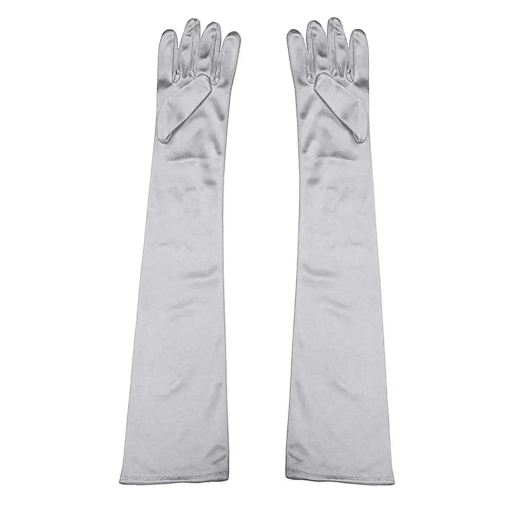 Formal Bride Long Sleeve Gloves Solid Color Breathable Party Banquet Arm Gloves