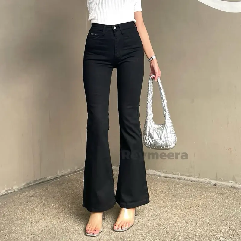 Celana Hightwaist Cutbray Jeans Wanita  Panjang Strecth Denim Kekinian Keren 5