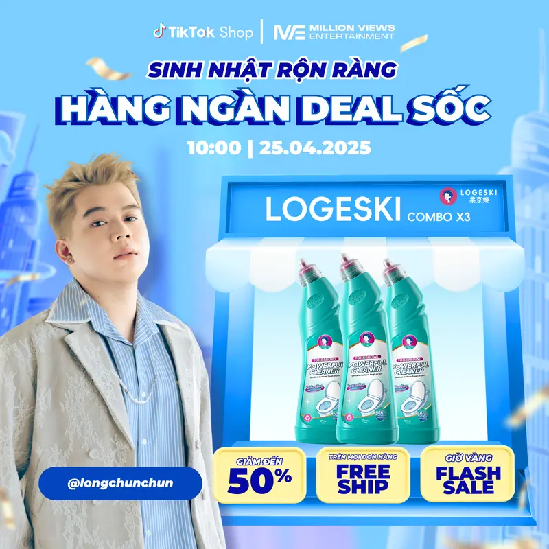 [LIVE] Nước tẩy bồn cầu Logeski, Sạch không cần chà, công thức kiềm, khử trùng và khử mùi - 500ml × 3 chai, dùng để làm sạch lát gạch và kính 0