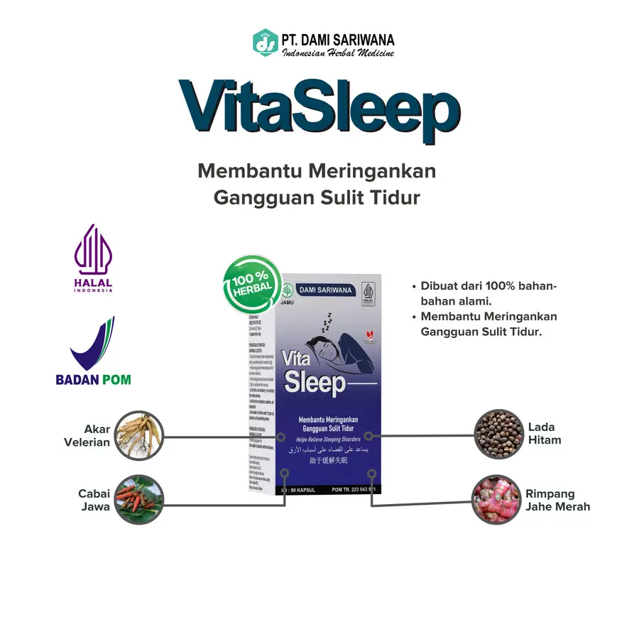Vitasleep 90 Kapsul Dami Sariwana - Suplemen Tidur Terbaik