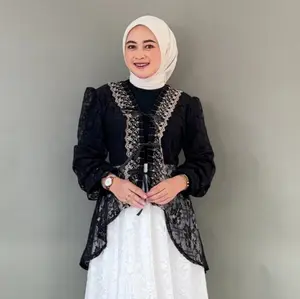 Wisa Outer Tunik Tille Brukat Cardigan Tille Brokat Lengan Panjang Kebaya Tunik atasan outher brukat Outer Brokat Bordir Kondangan Lebaran Raya Outer Brocade Outer Lace Bridesmaid Wisuda Outer Pesta outer tunik renda brokat tunik brukat
