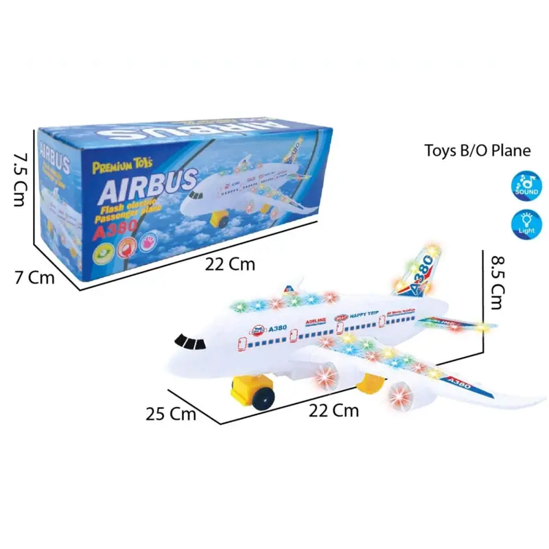 Mainan Anak Pesawat Terbang Airbus A380 Toys Control Baterai Bergerak Lampu Plastik Remote 4