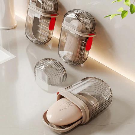 Luxury Transparent Gray Plastic Soap Boxes - Waterproof Leak-proof Soap Cases with Drainage Tray Bathroom Accessories sikattoilet sikat  wc bubu  sedot 1