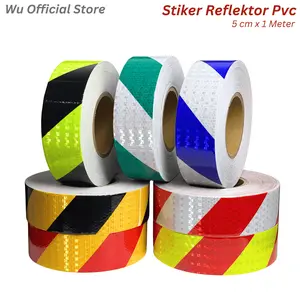 Stiker Reflektor Berkualitas Stiker Kir Lolos Dishub Untuk Mobil Box Engkel Truk Sticker Reflektor Motif Pvc miring  5 cm x 1 Meter