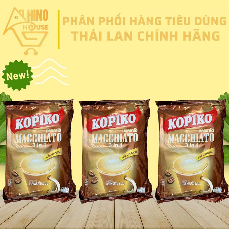 Combo 3 Túi Cafe Hòa Tan Coffee Kopiko Macchiato 400g (20g x 20) Thơm Ngon Đậm Vị Không Bị Khét - Cà Phê Thái Lan - Hinohouse