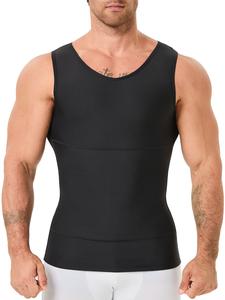 1/2/3 PCS Camisetas de compresión para hombres con cuello en V para moldeador de cuerpo, Chaleco de entrenamiento ajustado y reductor, Camiseta sin mangas con control de abdomen para ocultar la ginecomastia y los pezones, Ropa interior modeladora