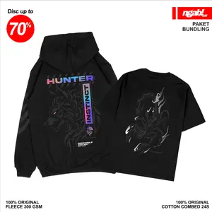 (Gratis Sticker) Buy 1 Get 2 Ngab Kaos Baju Distro Spesial Bundling Hunter instinct & poison BD072 Hitam Unisex Pria Wanita Cotton Combed 24s
