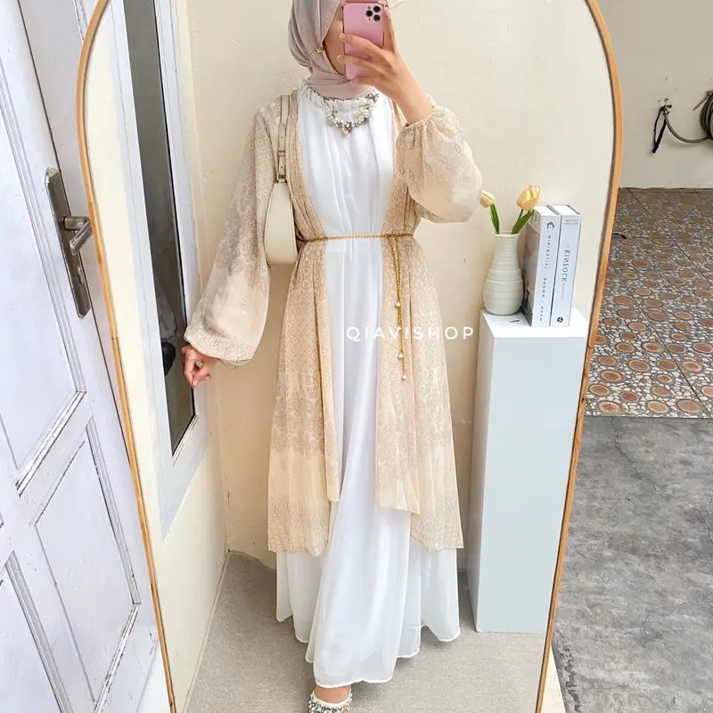 SAFIR MAXI DRESS - GAMIS CERUTTY 2IN1 INNER + OUTER + BELT MEWAH PREMIUM BUTIK BERKUALITAS GAMIS Cantik Nyaman Muslim Wanita Diamond 3