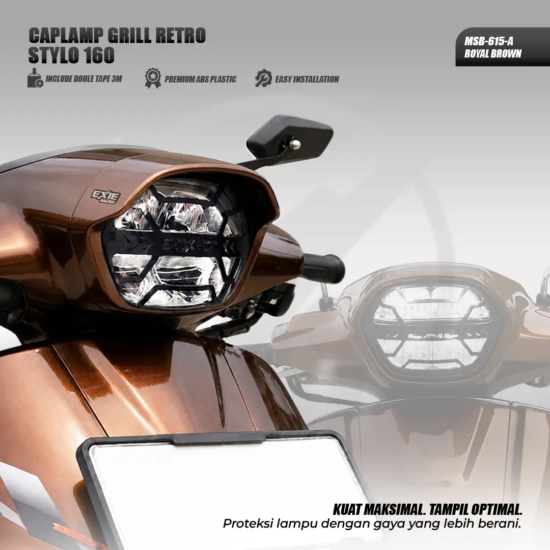 EXIE ART Cap Grill Stylo 160 Nunduk Retro - Petlamp Garnish Cover Lampu Depan Caplamp Motor