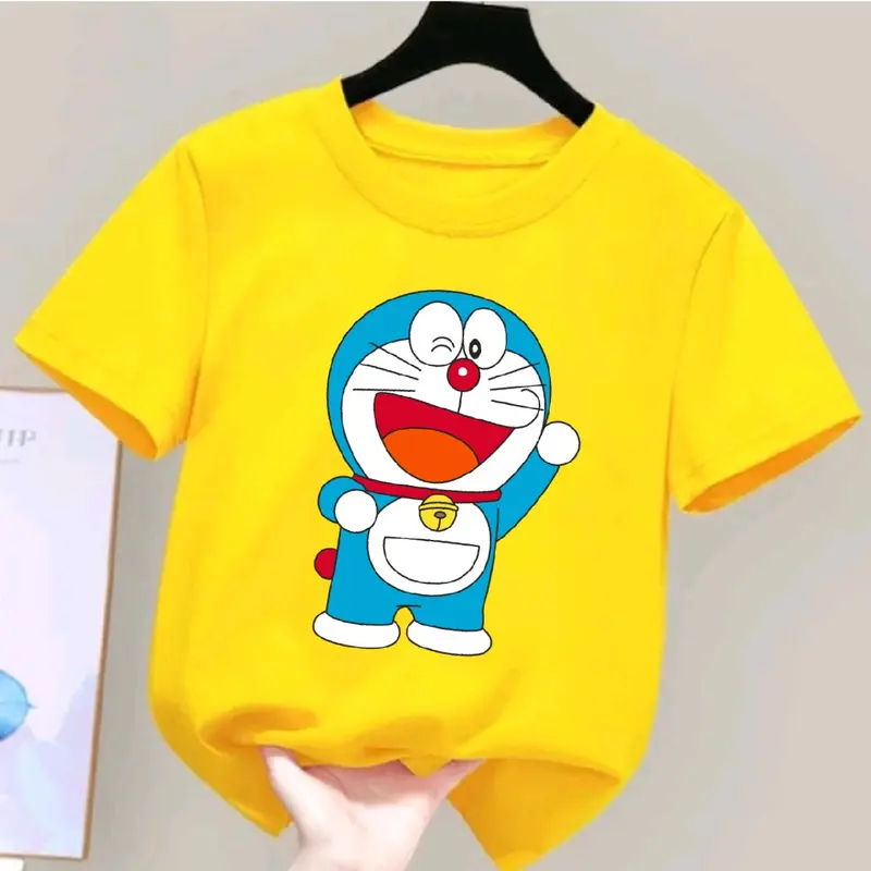 Kaos baju cowok cewek anak usia 2-10 Tahun/Koas lengan pendek anak  Doraemon bahan Katun kaos Perempuan 2