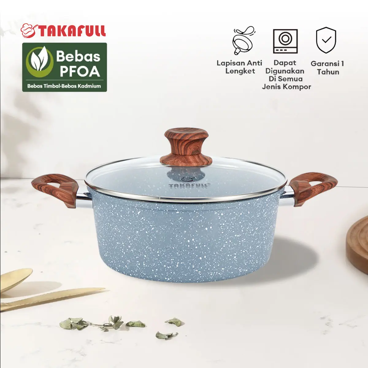 SPESIAL CAMPAIGN Panci Sup Alumunium Motif  Marble  Abu&Hijau Uk 26cm Bisa Semua Kompor Tutup Kaca Kitchenware - (CL726)