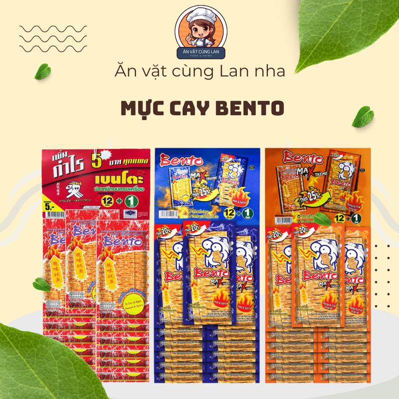  Mực Bento Thái Lan Cay – Snack Mực Tẩm Gia Vị Ăn Liền –   Lốc 13 gói 4g   Món Ăn Vặt Siêu Ngon - Ăn Vặt Cùng Lan 