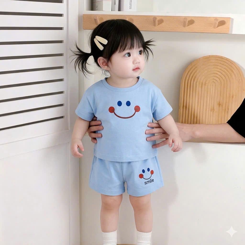 AH Set bộ bé gái mặt mẫu MẶT CƯỜI sz 7 - 22kg quần áo bé gái mùa hè