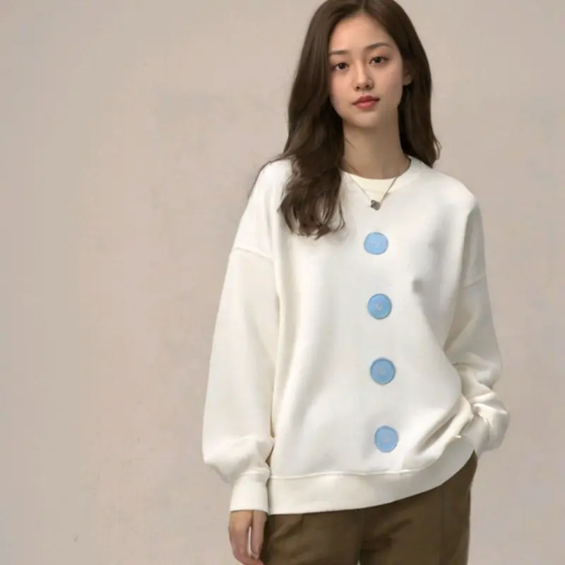 SWEATER REMAJA PEREMPUAN FAKE BUTTON / SETELAN ROK SOFT JEANS Biru Lembut Casual Santai Nyaman Celana Wanita Panjang Katun Fashion simply 𝗢𝗨𝗧𝗘𝗥 grey 1