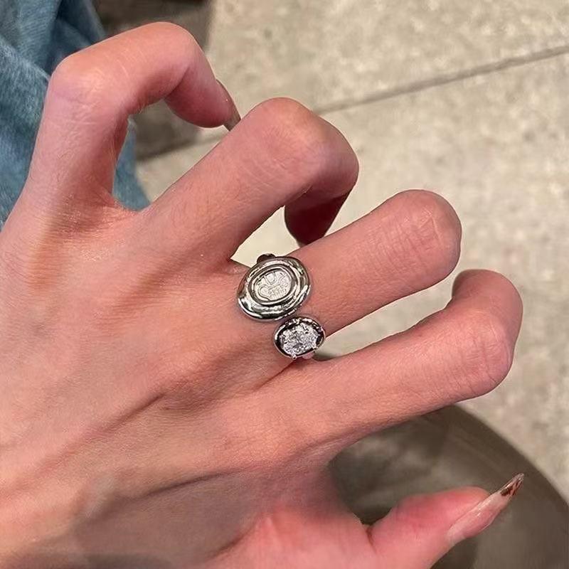 Cincin Berlian Geometrik, Gaya Retro, Mampu Milik dan Mewah, Rekaan Mobius, Elegan dan Mewah, Cincin Terbuka, Fesyen 0