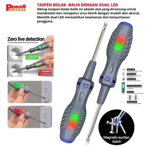 Obeng Testpen Bolak Balik Tespen Test Pen Tes Pen Induksi Min Plus 2 Dual LED Alat Deteksi Cek Ukur Kabel Putus Tester Arus Listrik