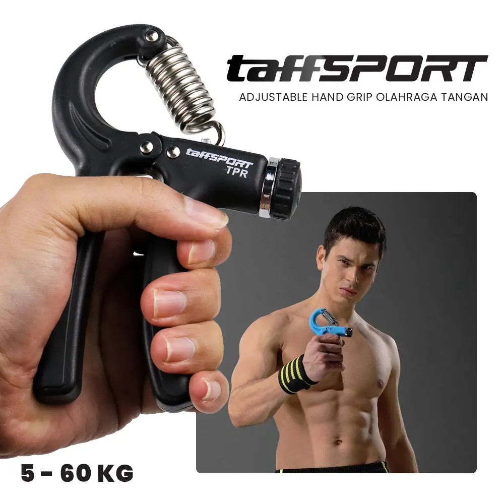 TaffSPORT Adjustable Hand Grip Olahraga Tangan 5 - 60 kg - TPR - Black