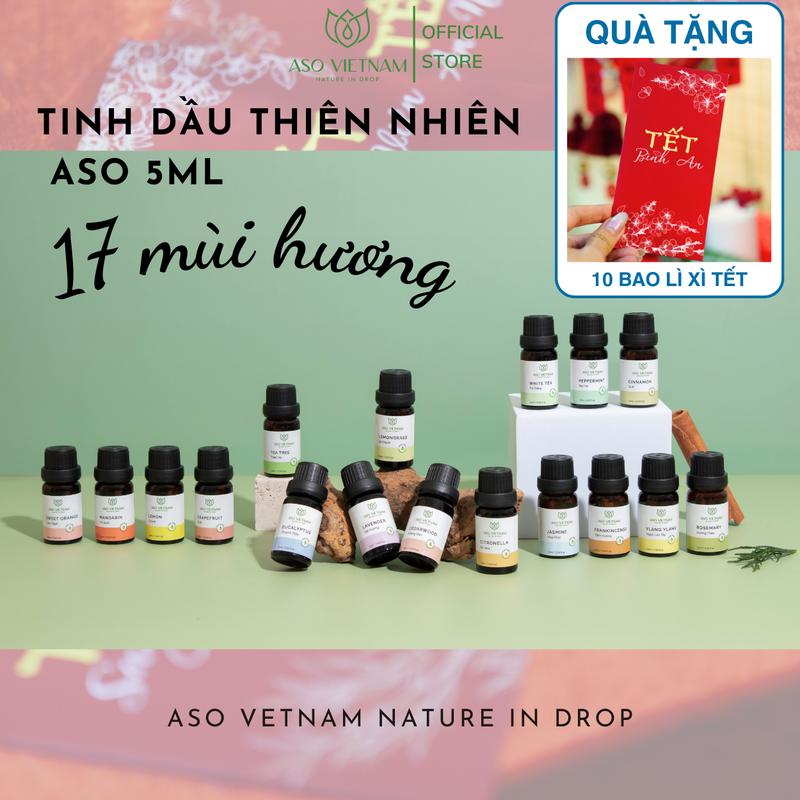 TỔNG HỢP 18 MÙI HƯƠNG - Tinh Dầu Thiên Nhiên Nguyên Chất ASO 5ml - Tinh Dầu Thơm Phòng Ngủ Thư Giãn Đuổi Muỗi - Nhập Khẩu Có Kiểm Nghiệm COA - Hỗ trợ giấc ngủ