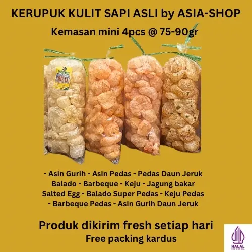 PAKET 4 RASA MINI DOROKDOK KERUPUK RAMBAK KULIT SAPI Pedas Asin Camilan cemilan lebaran kerupuk kulit sapi