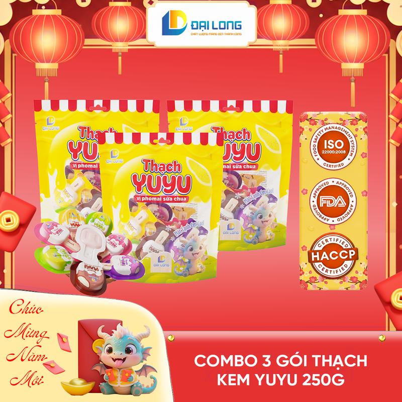  Combo Thạch que Kem YuYu Đại Long KẸO TẾT vị thạch phô mai sữa chua không phẩm màu nhân tạo chứa nước trái cây dùng liên hoan sinh nhật tiệc ăn vặt an toàn cho bé thạch que kem phô mai nhiều vị 3D đáng yêu 