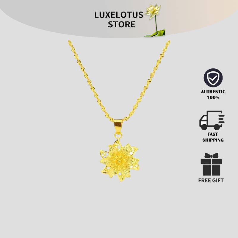 【LuxeLotus store Mặt Dây Chuyền Nữ, Thiết Kế Hoa Huệ Nguyên Chất, Vòng Cổ Mặt Dây Chuyền Không Phai Màu,, Vòng Cổ Hoa Và Cỏ
