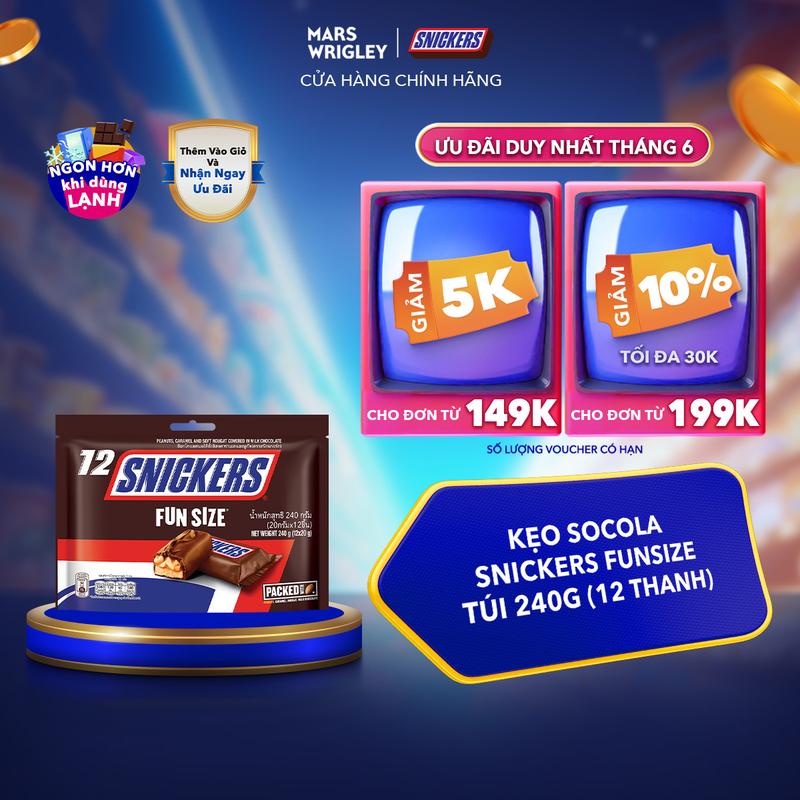 Kẹo Socola Snickers Funsize túi 240g (12 thanh)